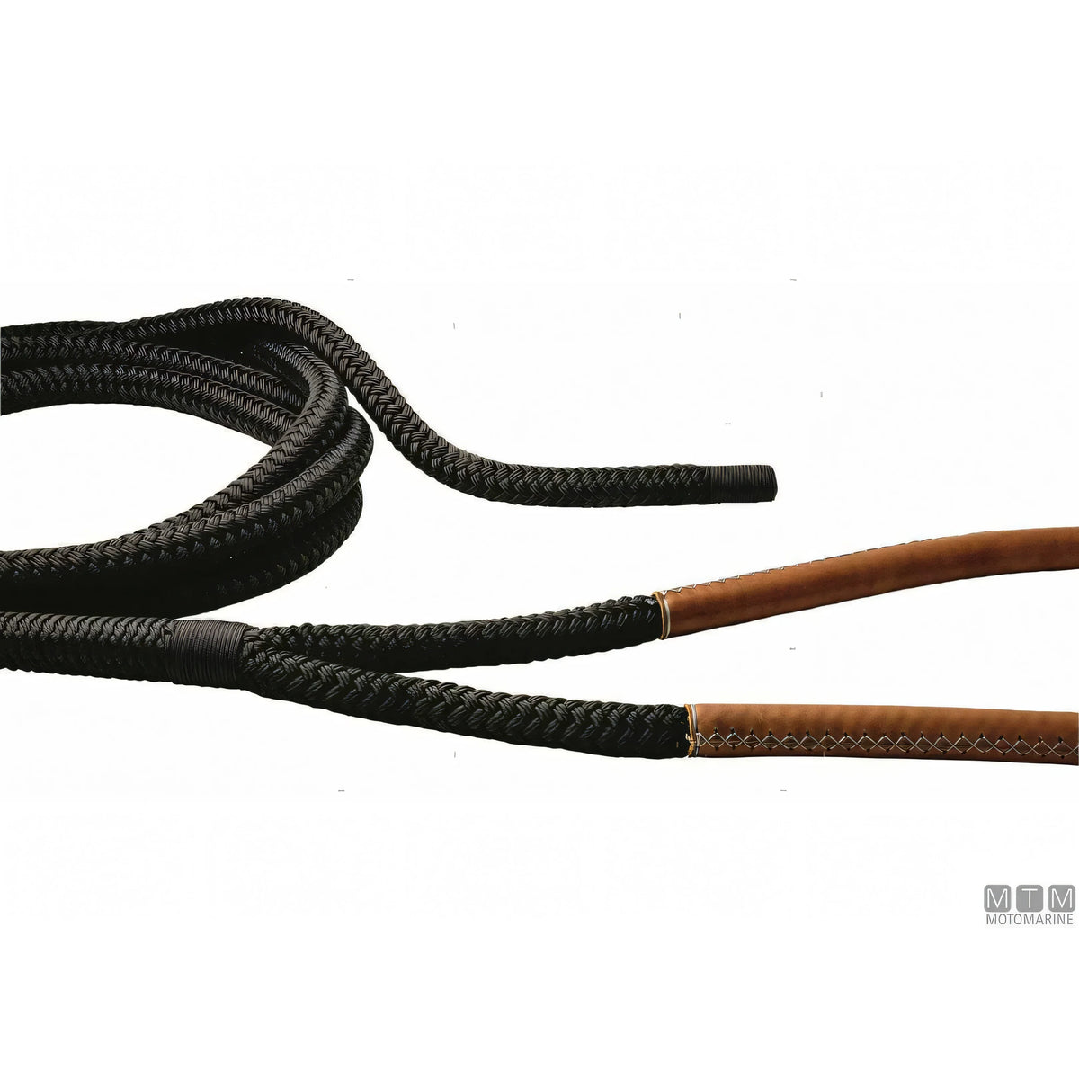 Motomarine Treccia Ormeggio Poliestere HT gassa rinforzata — Nera · Gassa cuoio marrone · 16 m