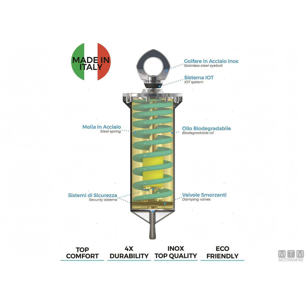 Motomarine Ammortizzatore Ormeggio Idraulico Seadamp STEEL-4 acciaio inox — vista 4