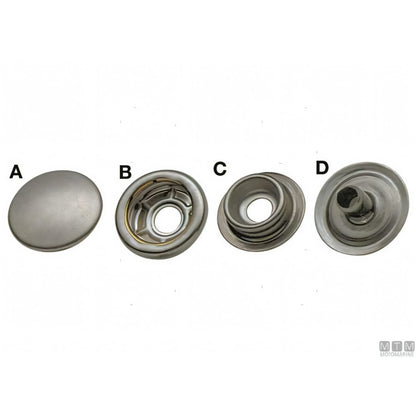 Bottone a pressione in acciaio inox Ø 15 mm