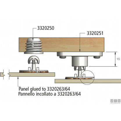 Fastmount componente sistema fissaggio pannelli STD — Maschio da incollare 10 Kg