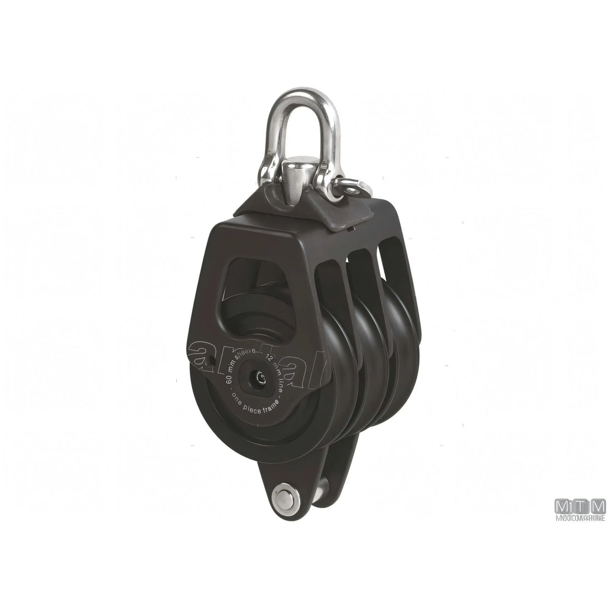 Antal bozzello puleggia 60 mm cassa in alluminio — Triplo con arricavo e strozzascotte