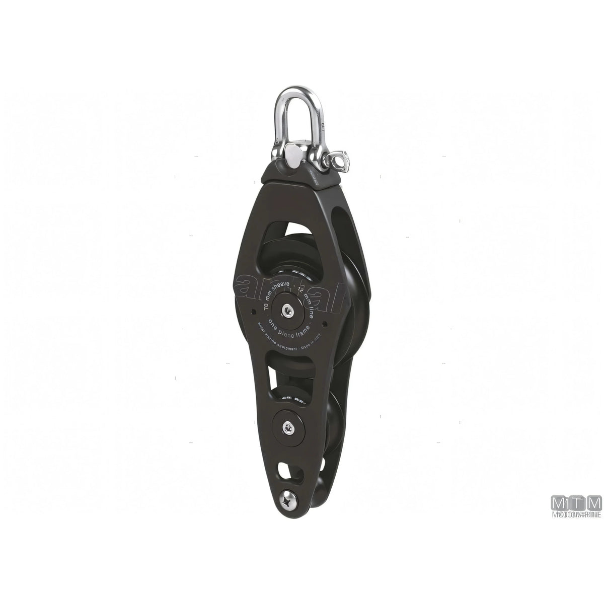 Antal bozzello puleggia 70 mm alluminio — Violino con arricavo e strozzascotte