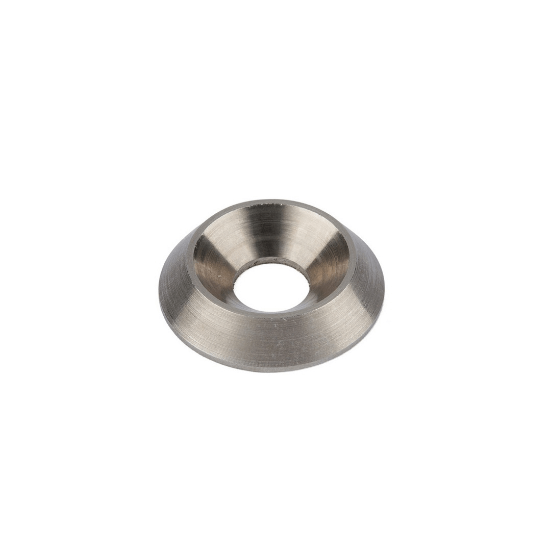 Sottovite svasata Ø 4 mm in ottone cromato color argento, forma conica con foro centrale