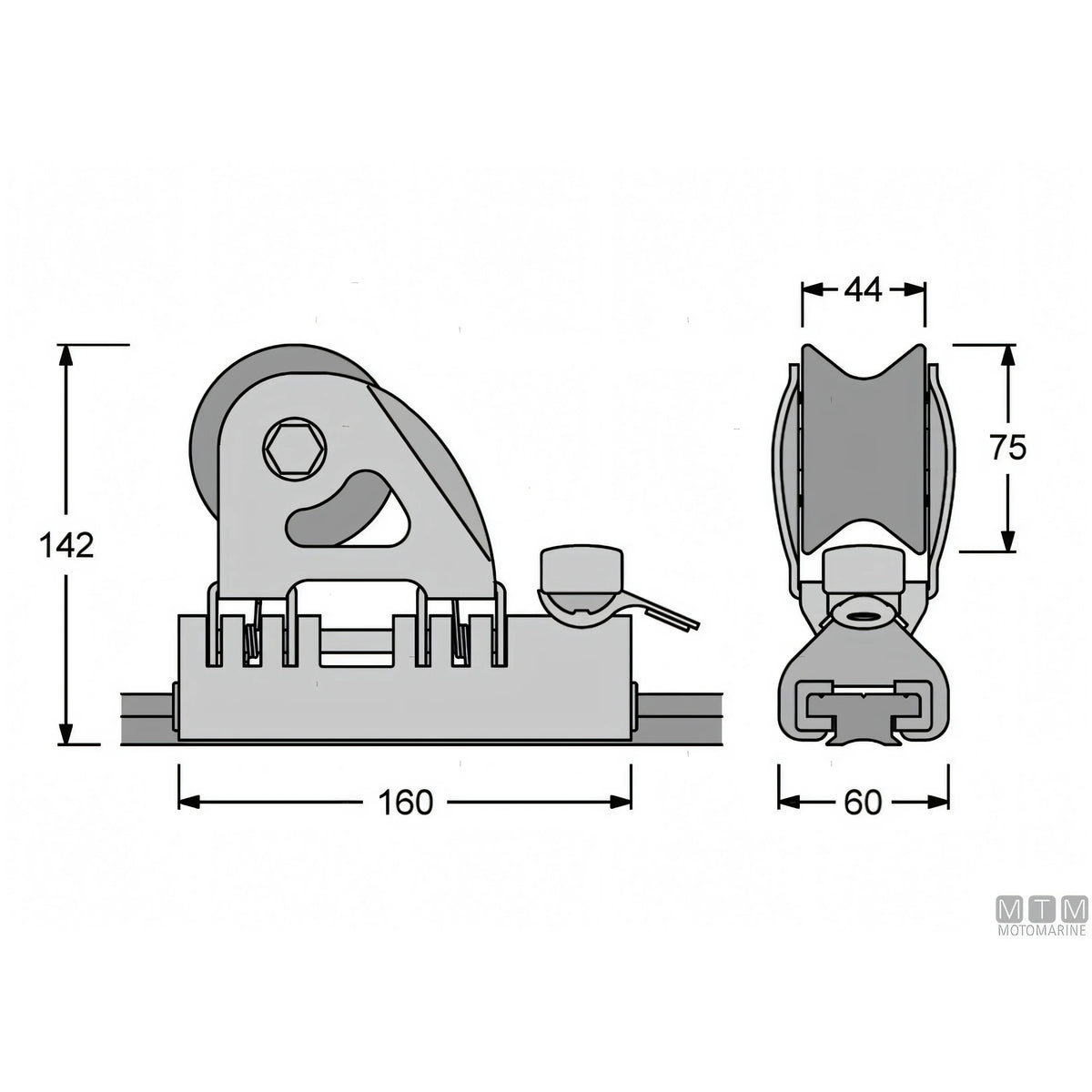 Antal carrello e rotaia genoa 40x8 mm alluminio anodizzato — Carrello