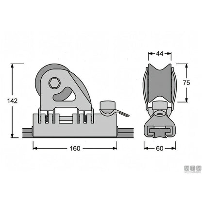 Antal carrello e rotaia genoa 40x8 mm alluminio anodizzato — Carrello
