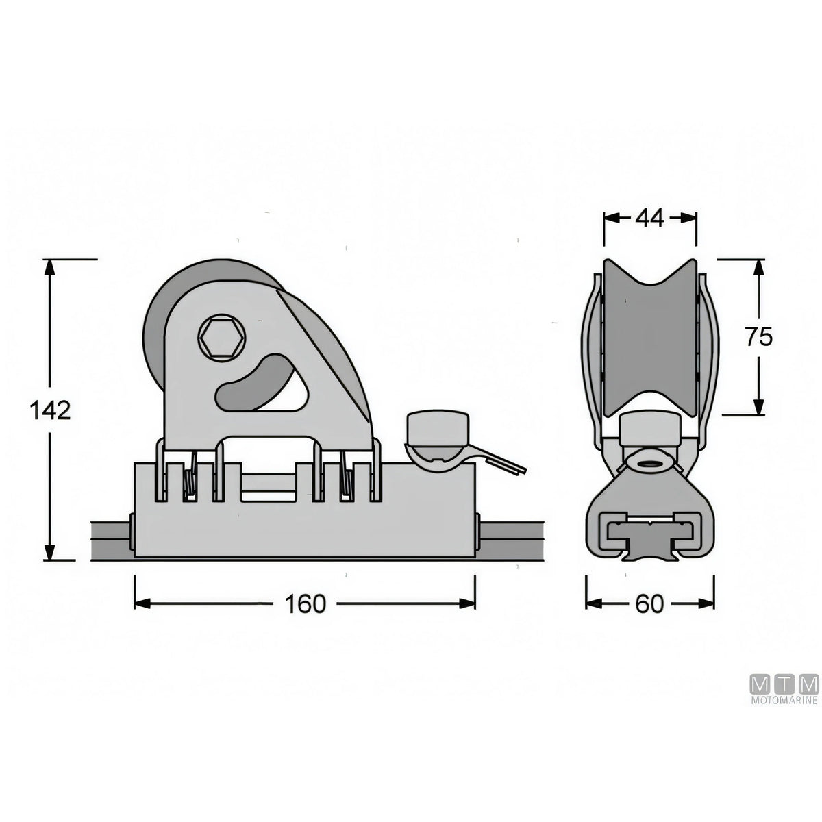 Antal carrello e rotaia genoa 40x8 mm alluminio anodizzato — Carrello