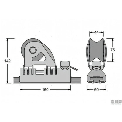 Antal carrello e rotaia genoa 40x8 mm alluminio anodizzato — Carrello