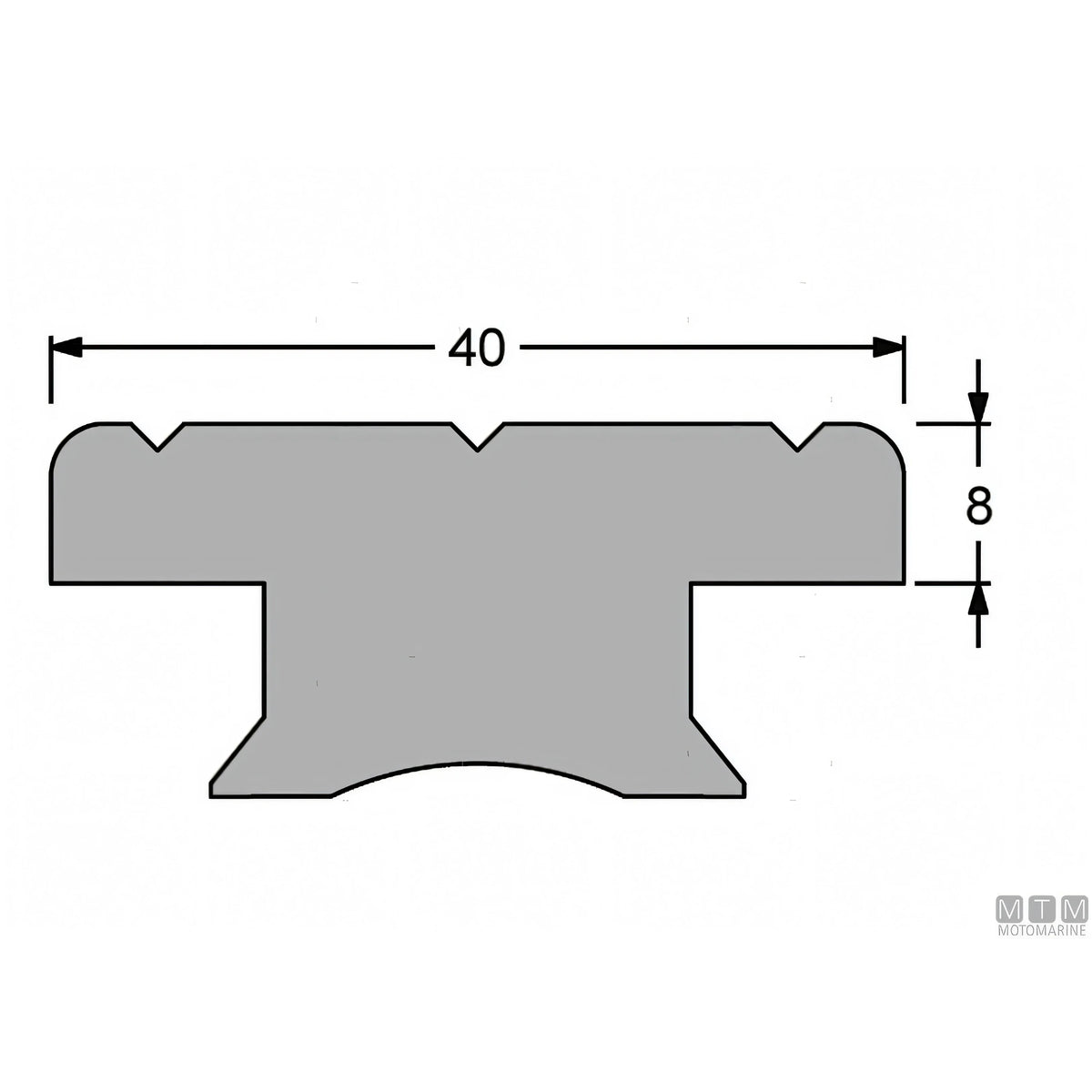 Antal carrello e rotaia genoa 40x8 mm alluminio anodizzato — Rotaia 2 m