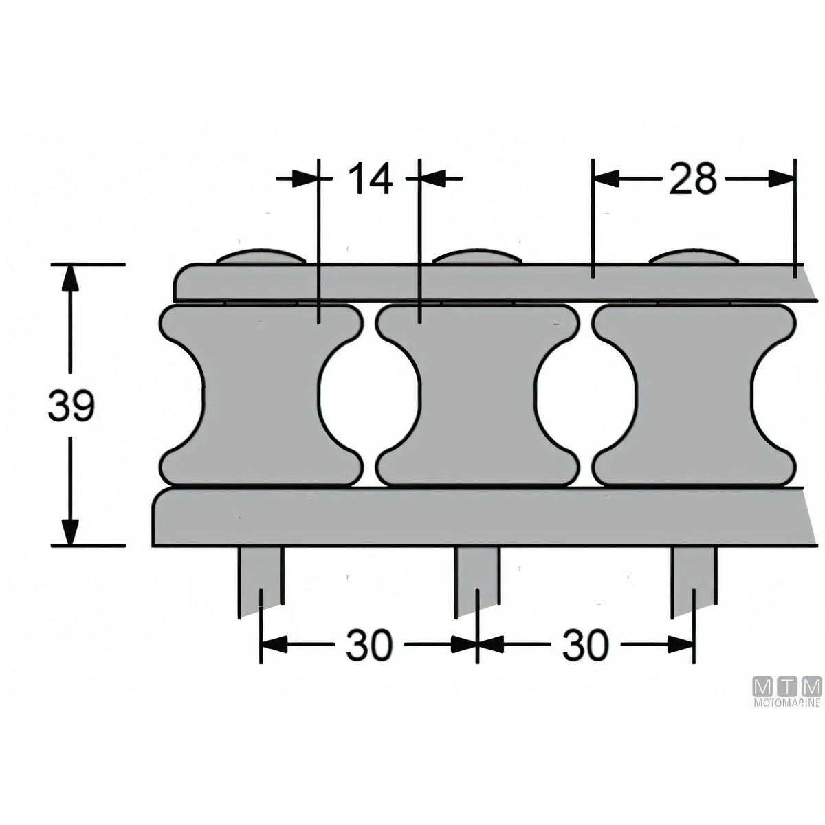 Antal Rulliera V-814 pulegge per cime — 3 pulegge
