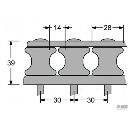 Antal Rulliera V-814 pulegge per cime — 3 pulegge