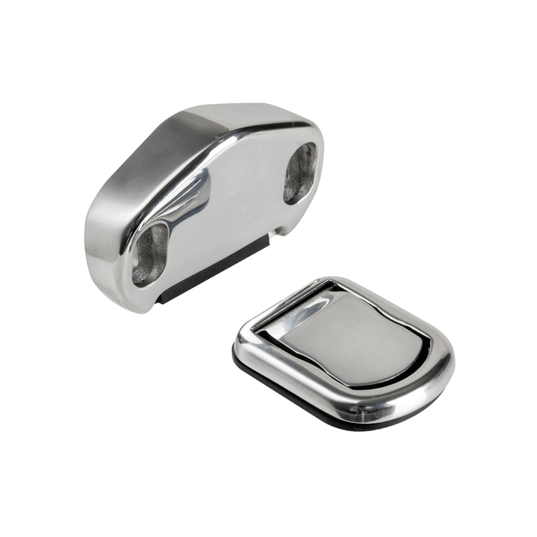 Fermaporte magnetico AISI316 lucido, due componenti in acciaio inox cromato con base gommata