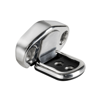 Fermaporte magnetico in acciaio inox AISI316 lucido con base ovale e inserto in gomma nera