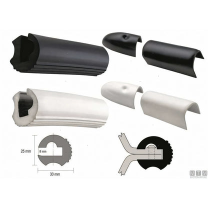 Bottazzo Profilo Parabordo ECO1 Nero (25mm) – Finitura Giunzioni a Labbro — ECO1 nero 12 metri