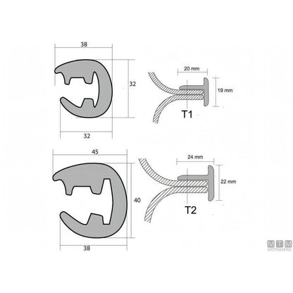 Bottazzo Profilo Parabordo T1 Nero (36mm) – Sistema Componibile in PVC — T1 Nero 12 metri