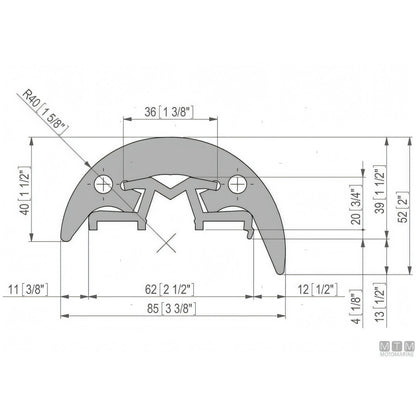 Bottazzo Profilo Parabordo Radial Tessilmare h30mm — Bottazzo Nero 12 m