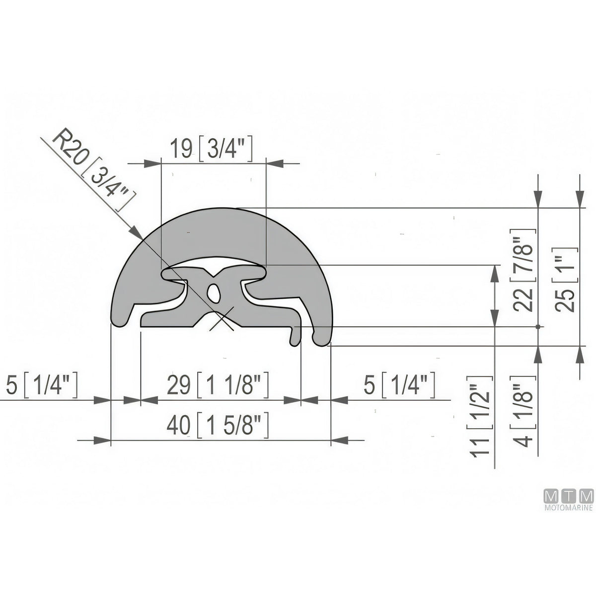 Bottazzo Profilo Parabordo Radial Tessilmare h30mm — Bottazzo Nero 12 m