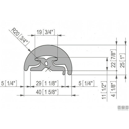 Bottazzo Profilo Parabordo Radial Tessilmare h30mm — Bottazzo Nero 12 m
