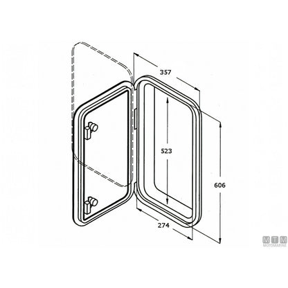 Can SB sportello in ABS bianco con box batteria long — 357x606mm