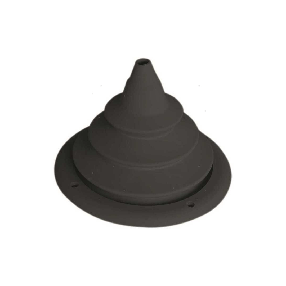 Cuffia passa paratia in gomma nera a forma conica con flangia, Ø 150x110 mm