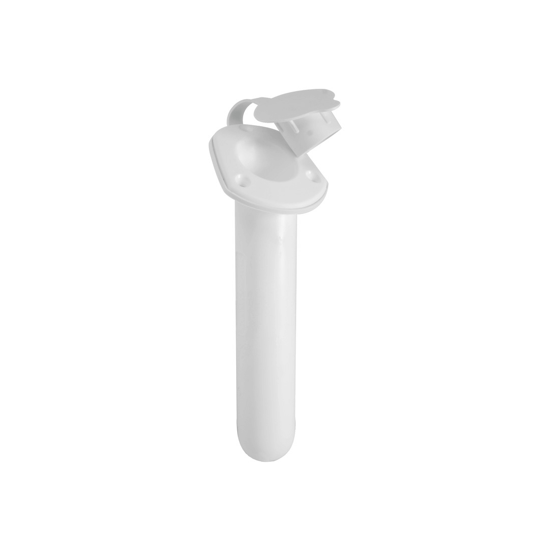 Supporto portacanne a incasso bianco in plastica con clip fermacanna, tubo cilindrico Ø 40mm