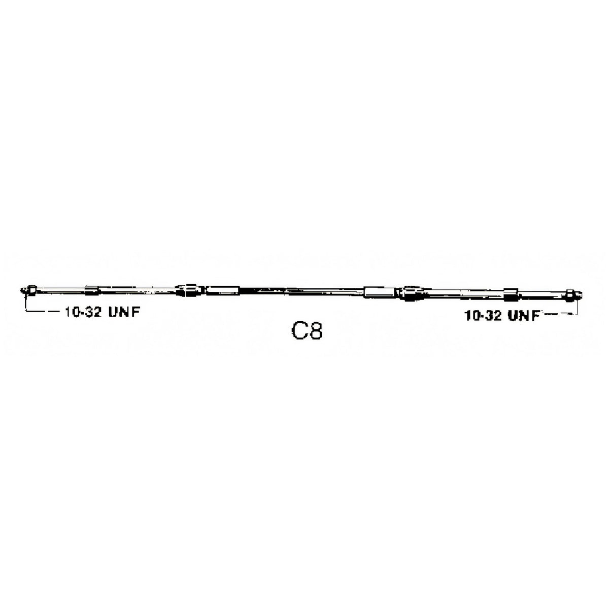 Disegno tecnico del cavo telecomando Ultraflex C8, terminali filettati 10-32 UNF