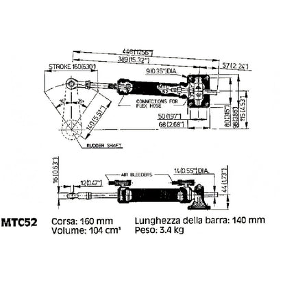 Cilindro Vetus per timoneria idraulica MTC