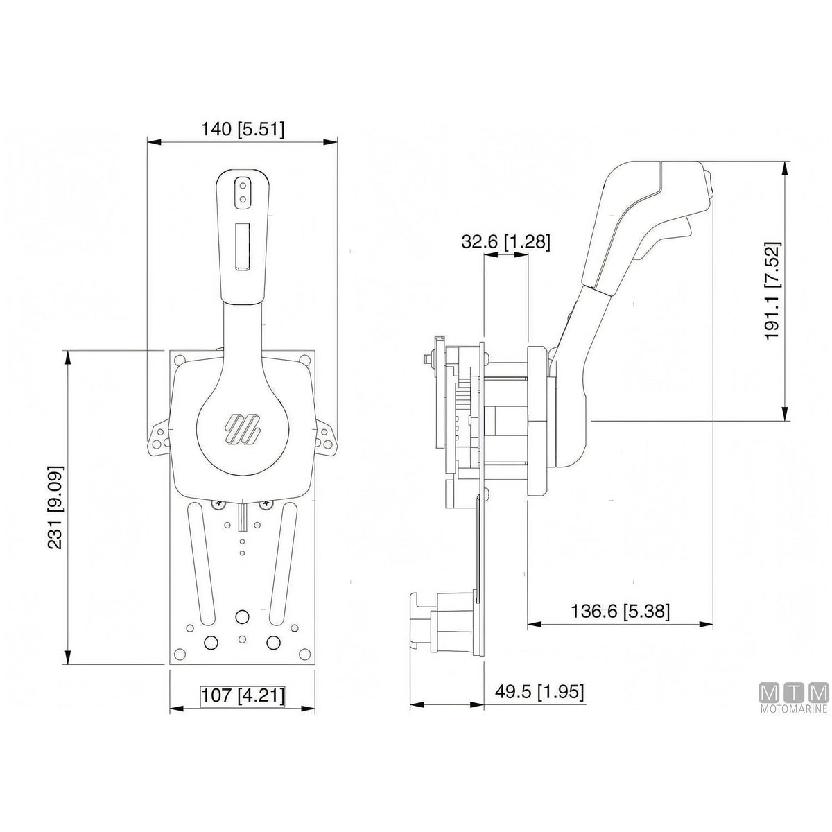 Ultraflex comando monoleva B310B-Trim per paratia — B310B-Trim
