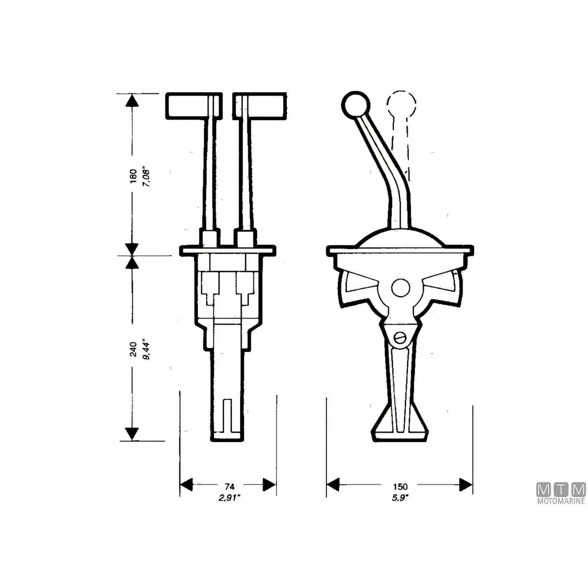 Ultraflex comando bileva flush mount plancia — Leve Piegate