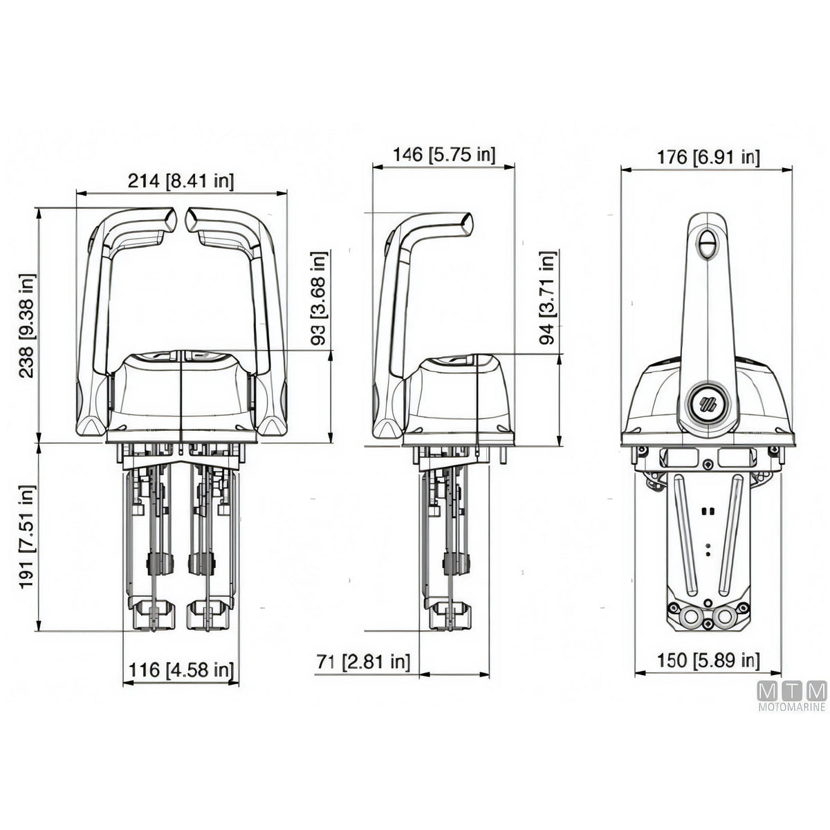 Ultraflex comando top mount bileva B502 plancia — Senza Trim