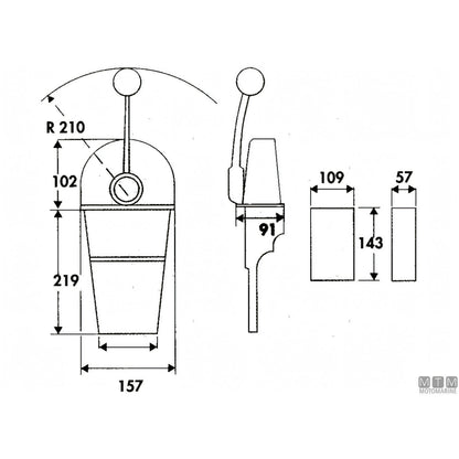 Motomarine comando motore top mount MT3 lega cromata — Leva Singola
