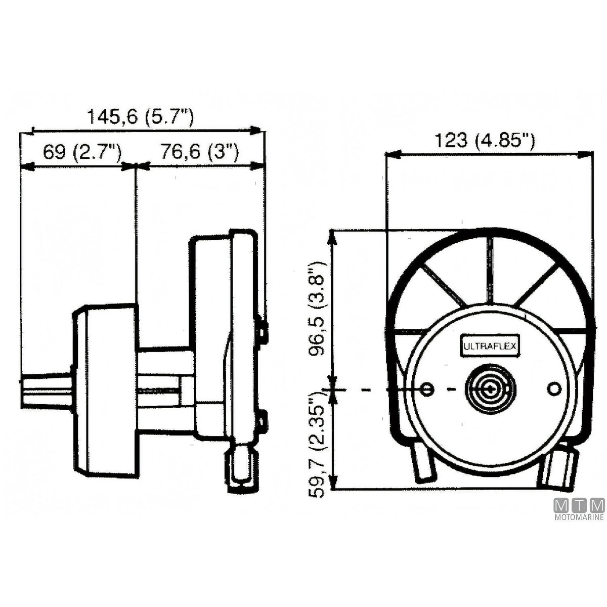 Ultraflex timoneria rotativa T67 acciaio inox — Bianco