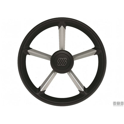 Volante Ultraflex V75 D350 razze alluminio impugnatura poliuretano — Nero