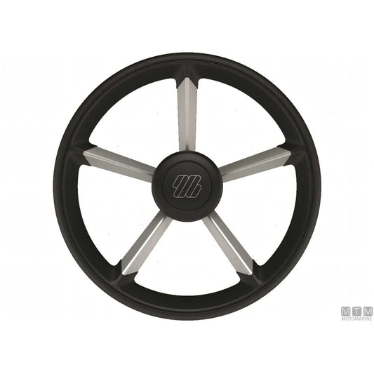 Volante Ultraflex V75 D350 razze alluminio impugnatura poliuretano — Nero