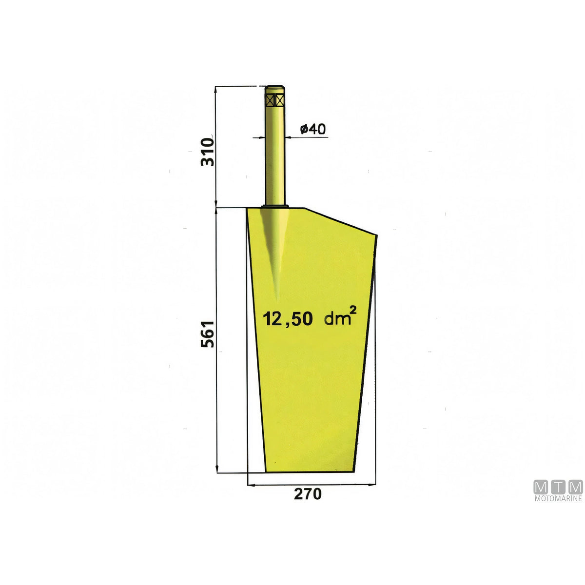 Tor Marine timone completo P13/16 in Nibral — 561x270 mm