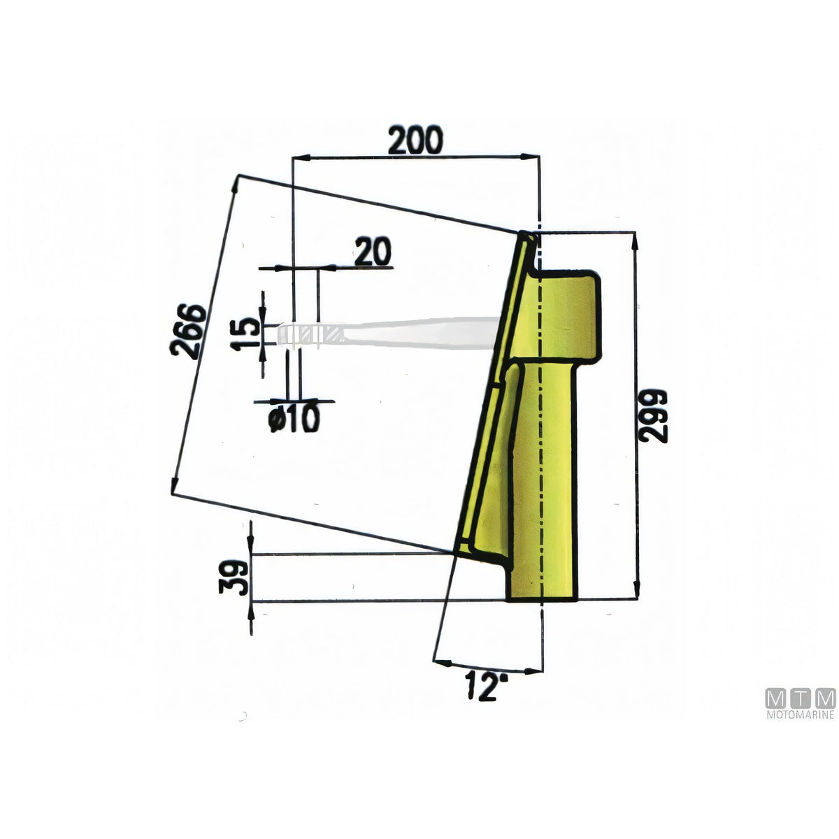Tor Marine testa timone piastra castello in bronzo — Piastra piana 0°