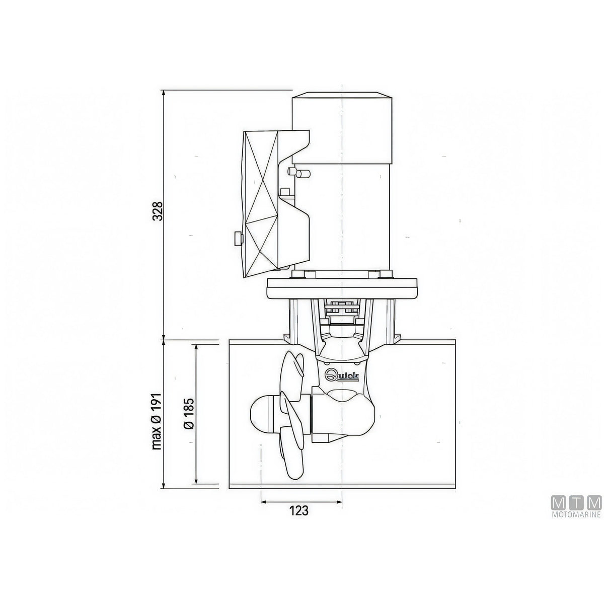 Quick Elica di Prua BTQ185 in materiale composito — 55 Kgf - 12V