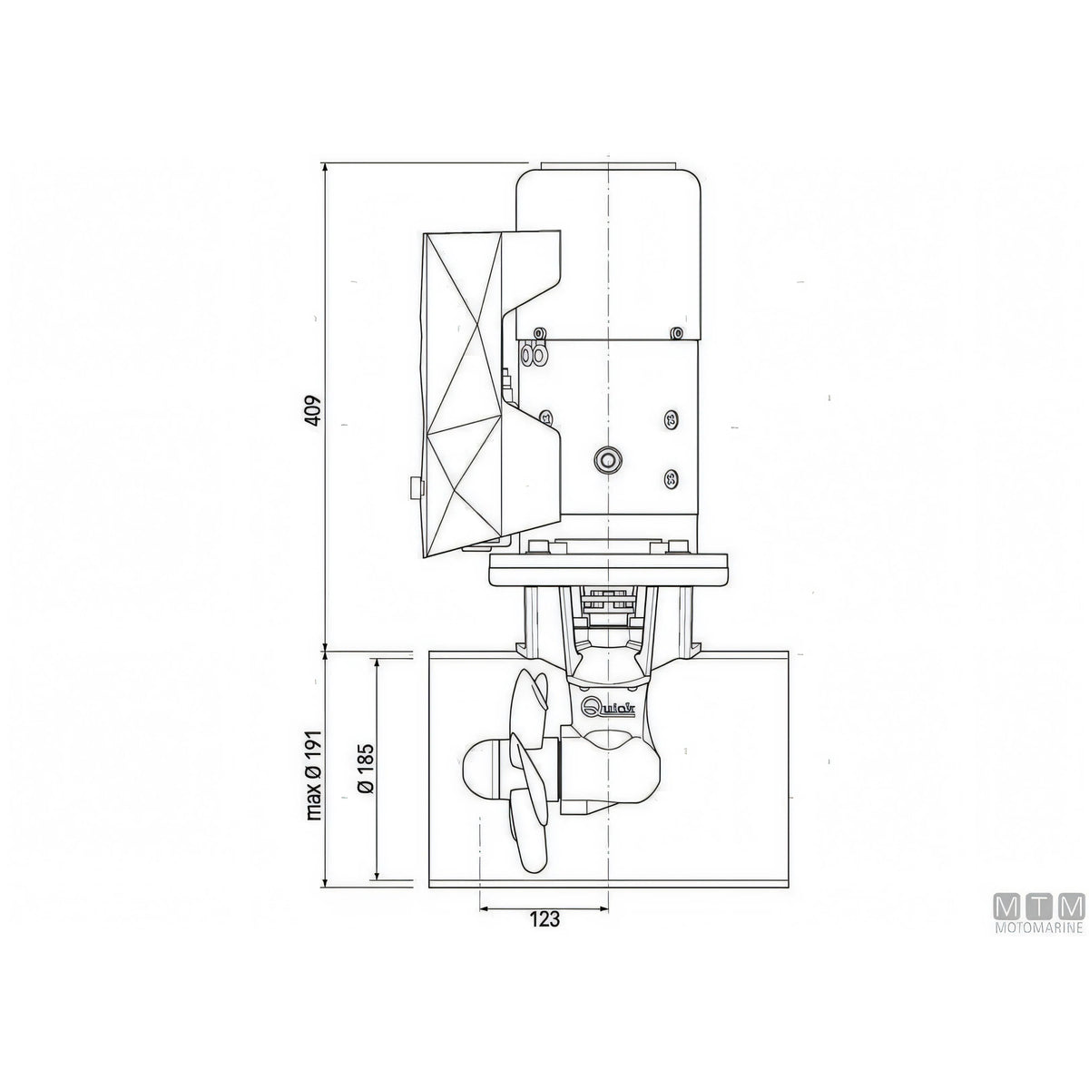 Quick Elica di Prua BTQ185 in materiale composito — 55 Kgf - 12V