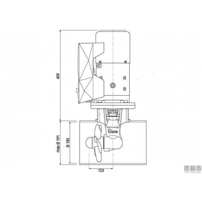 Quick Elica di Prua BTQ185 in materiale composito — 55 Kgf - 12V