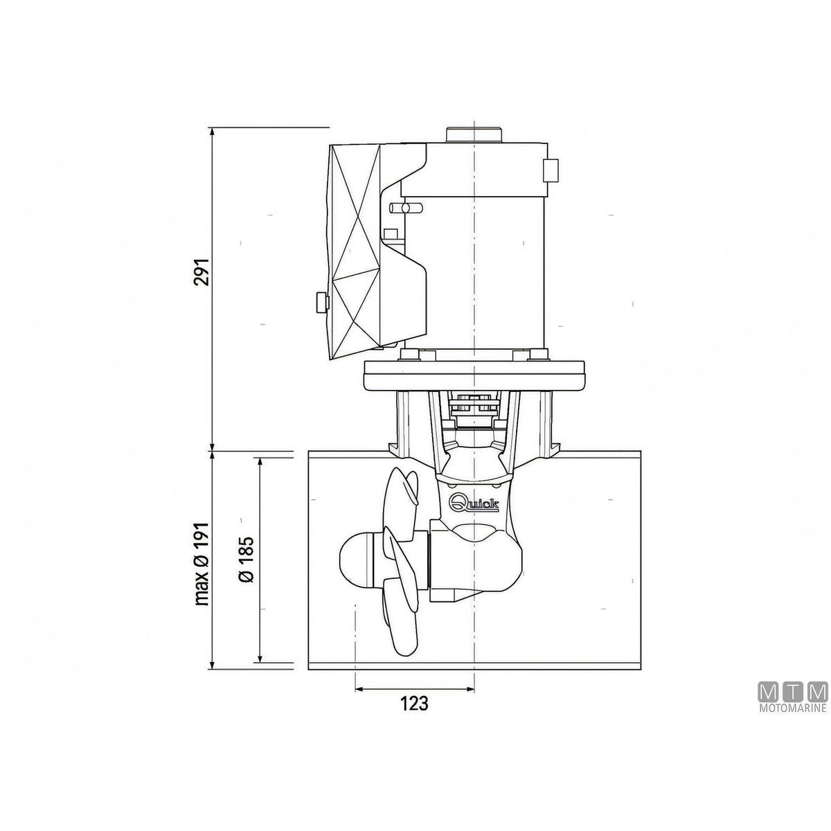 Quick Elica di Prua BTQ185 in materiale composito — 55 Kgf - 12V