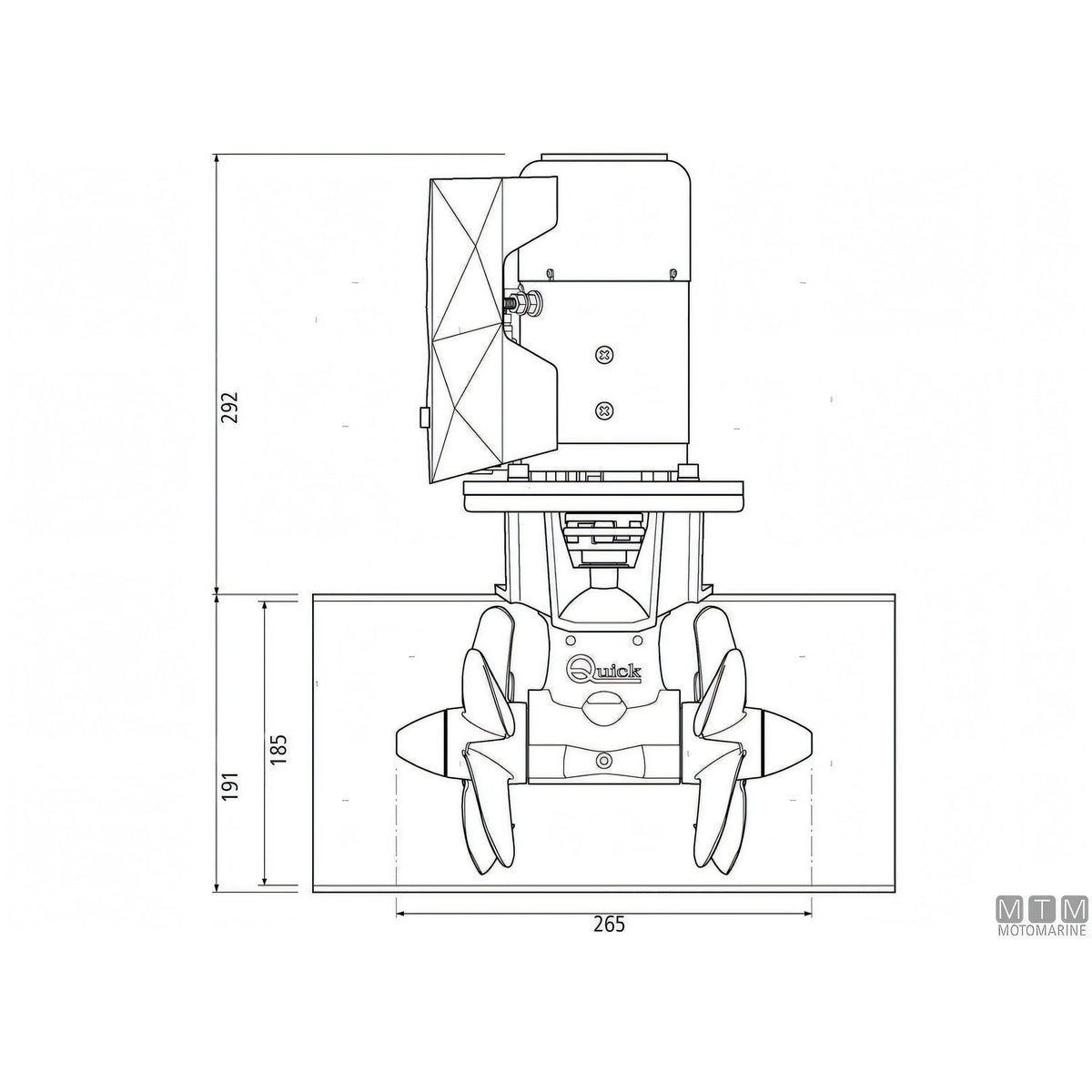 Quick Elica di Prua BTQ185 materiale composito — 65 Kgf - 12V