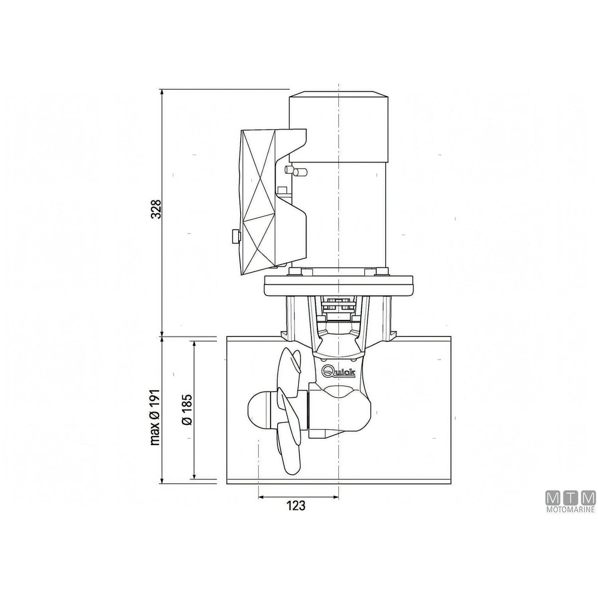 Quick Elica di Prua BTQ185 in materiale composito — 75 Kgf - 24V