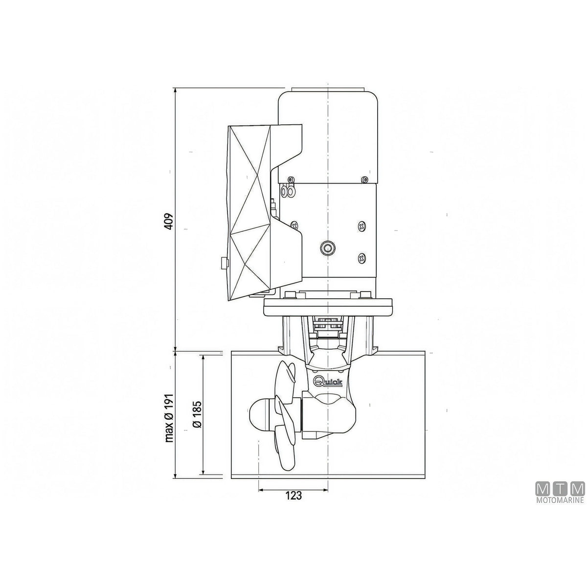 Quick Elica di Prua BTQ185 in materiale composito — 95 Kgf - 12V
