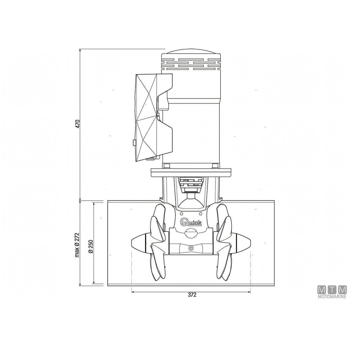 Quick elica di prua BTQ250 materiale composito — 240 Kgf