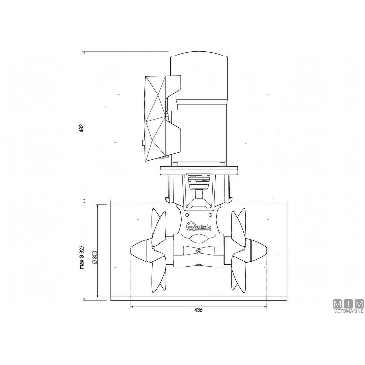 Elica di prua Quick BTQ300 in materiale composito — 270 Kgf