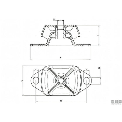 Vetus Supporto Antivibrante HY per motori diesel — 40 SH - 100 Kg