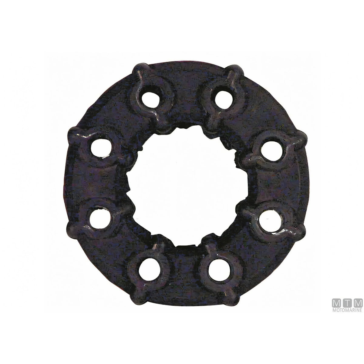 Giunto elastico Motomarine 1400 Ø 115 mm in gomma nera a otto fori — vista frontale