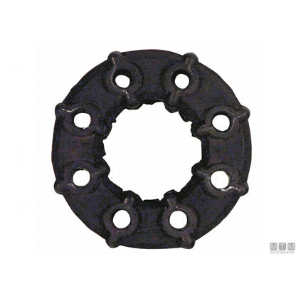 Giunto elastico Motomarine 1400 Ø 115 mm in gomma nera a otto fori — vista frontale