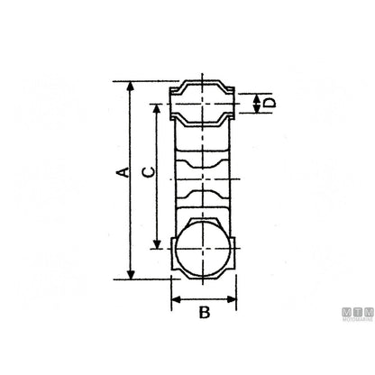 Giunto elastico Motomarine 1400 Ø 115 mm — disegno quotato A, B, C, D