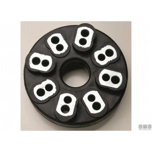Giunto elastico Motomarine 16FBD a 16 fori in gomma nera — vista frontale