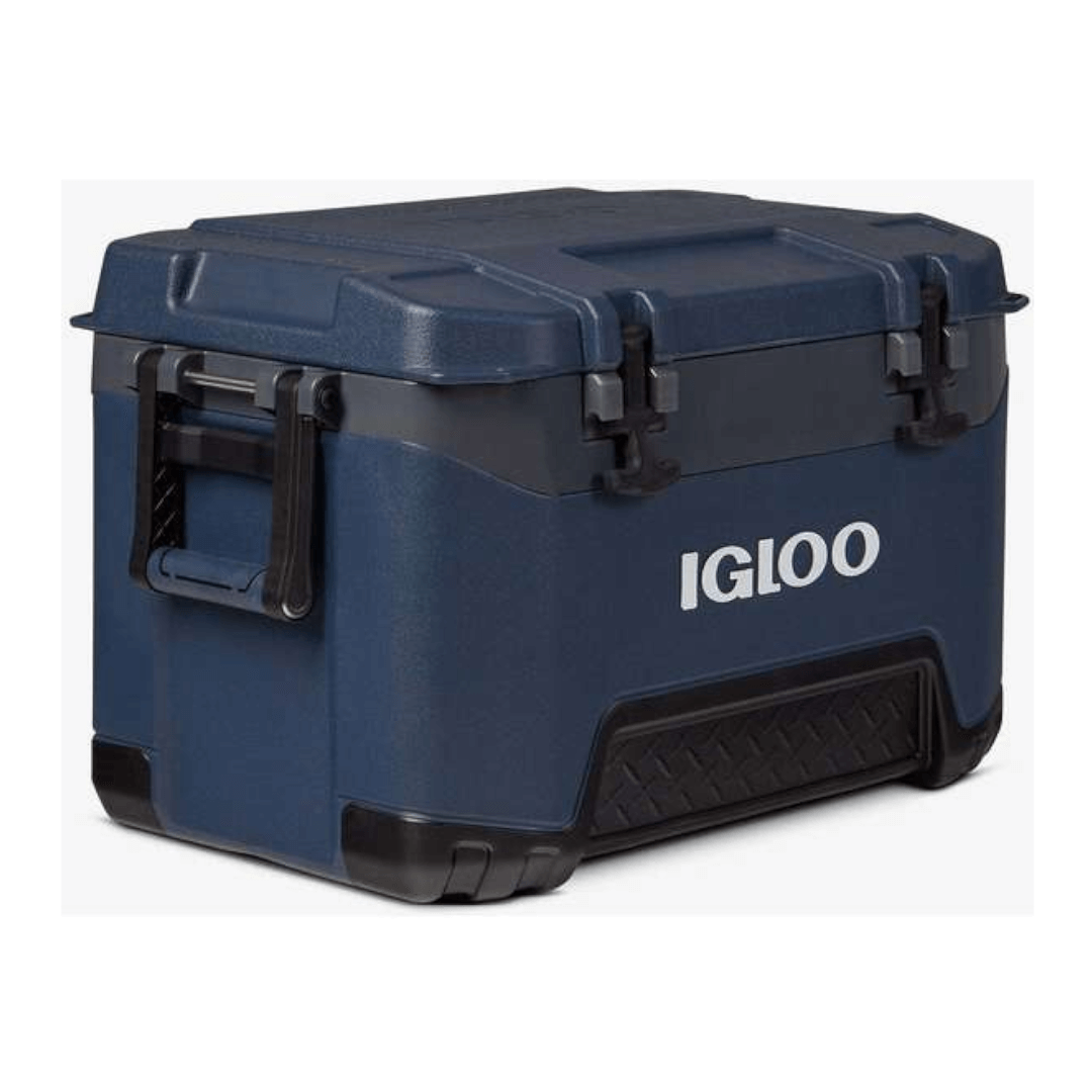 Ghiacciaia rigida Igloo BMX 52 blu navy 49 lt con chiusure nere e maniglia laterale